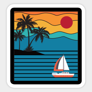 Vintage Retro Sailboat 80s 70s Style Sailing Boat Captain Sticker